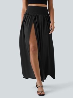 HALARA Black Maxi Skirt with High Front Slit